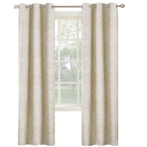 Beige medallion curtains,37"x84" each